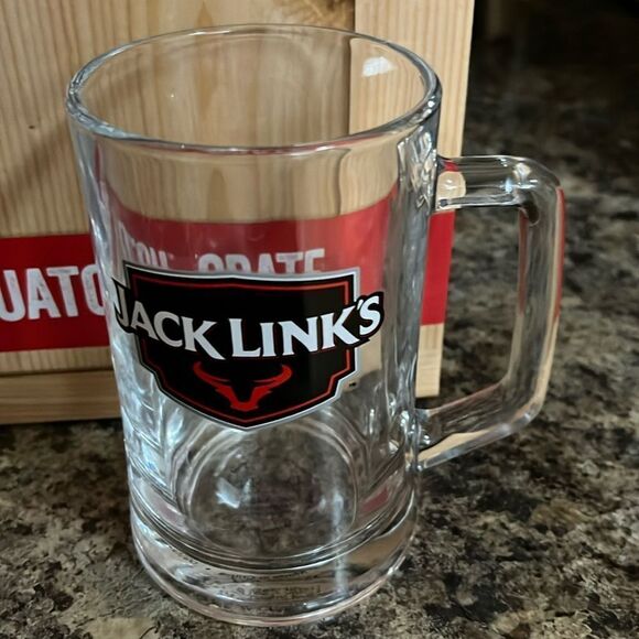 JACK LINKS SASQUATCH NEW GLASS STEIN AND BOTTLE OPENER - Picture 2 of 5